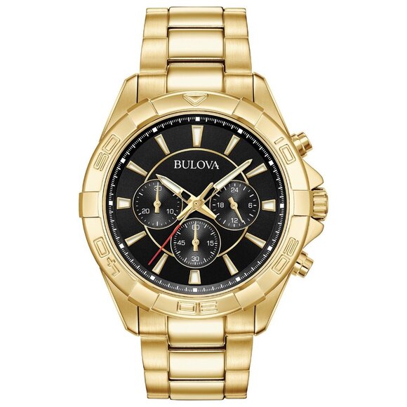 New Bulova Gold Black Dial 42mm Watch